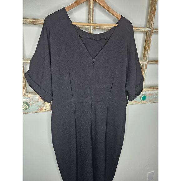 NWT Asos Black Basic Midi Dress Back V-Neck Ladies Size 16 - Picture 4 of 9